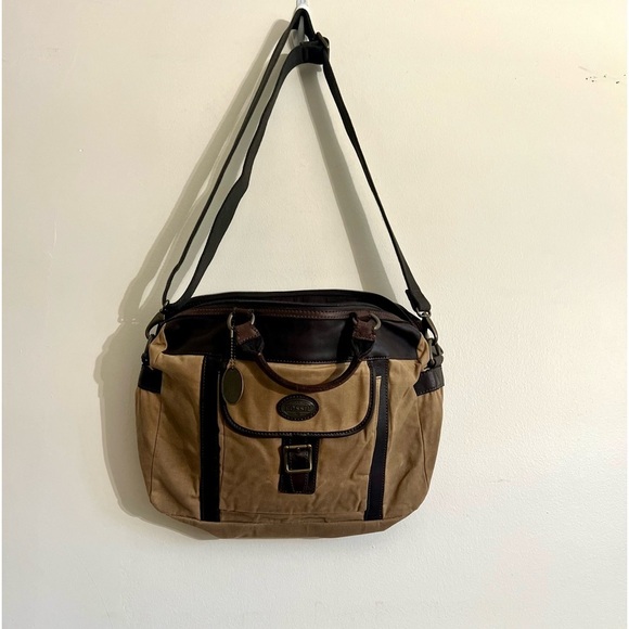 EUC Fossil Canvas and Leather Weekender Messenger Bag - Picture 4 of 16